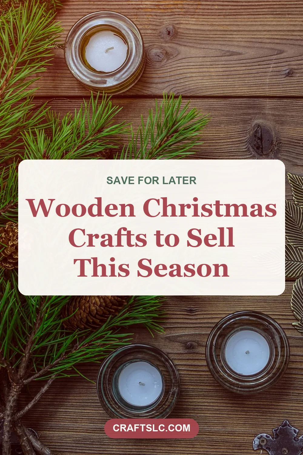 Wooden Christmas crafts to sell, pin with title text