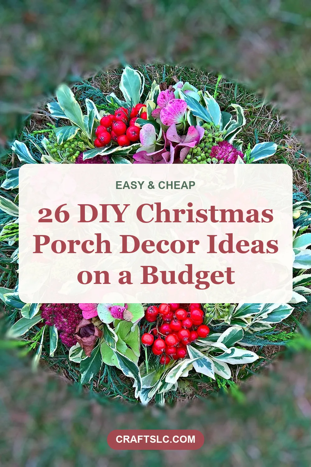 DIY Christmas porch decor ideas on a budget, pin with title text