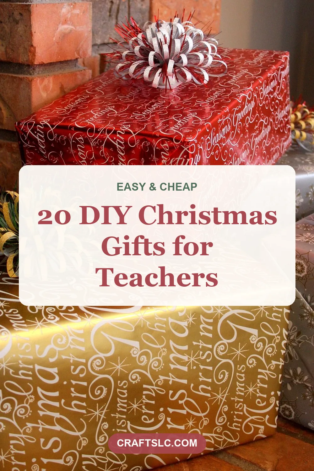 DIY Christmas gifts for teachers, pin with title text