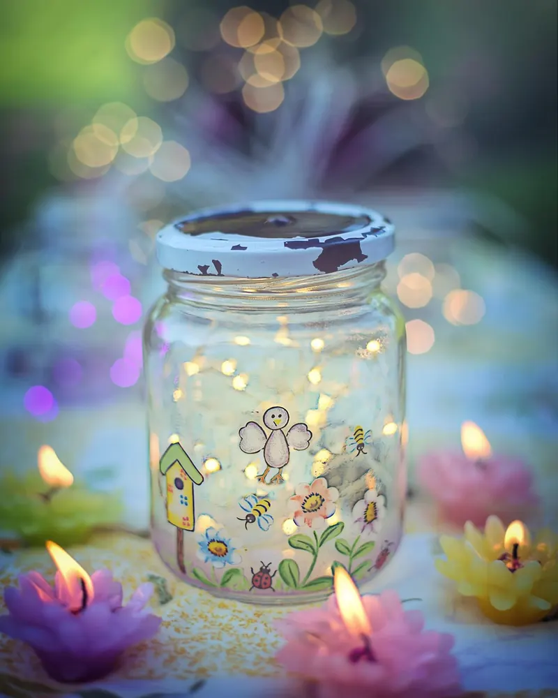 Fireflies in jar magical colorful