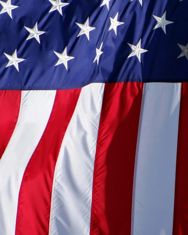 American flag hanging down