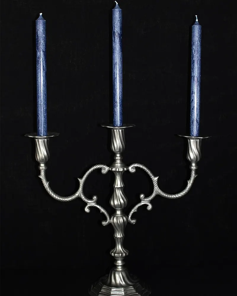 Chandelier pewter candlesticks three armed