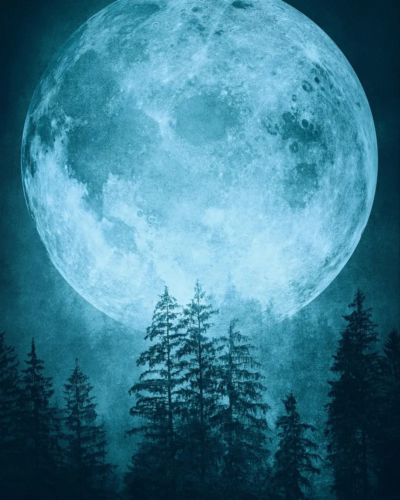 Moon full moon trees