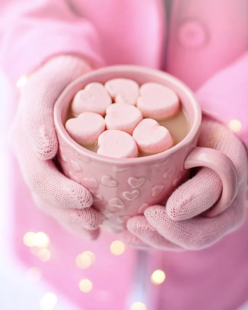 Hot chocolate heart marshmallows cup