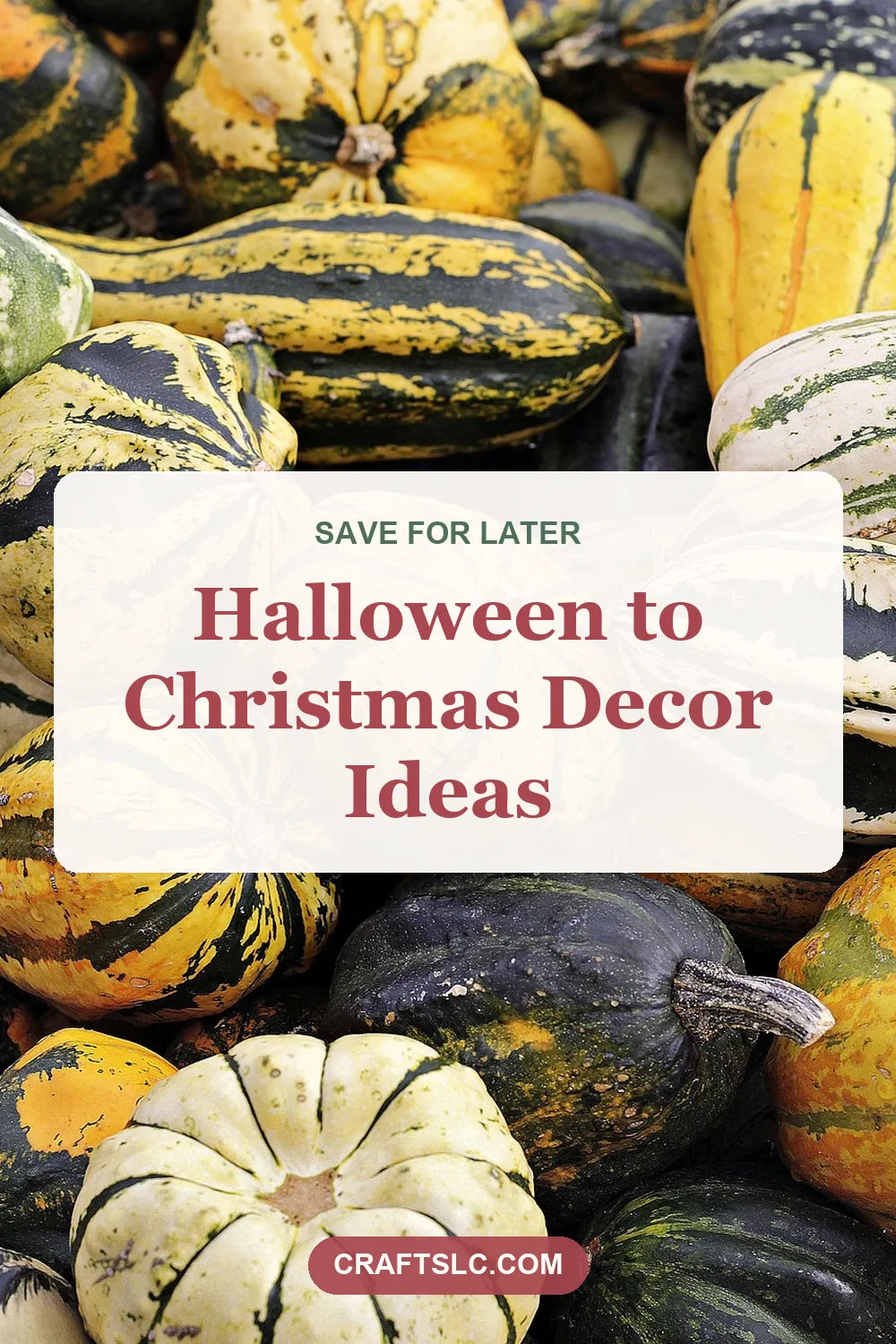 Halloween to Christmas decor ideas, pin with title text