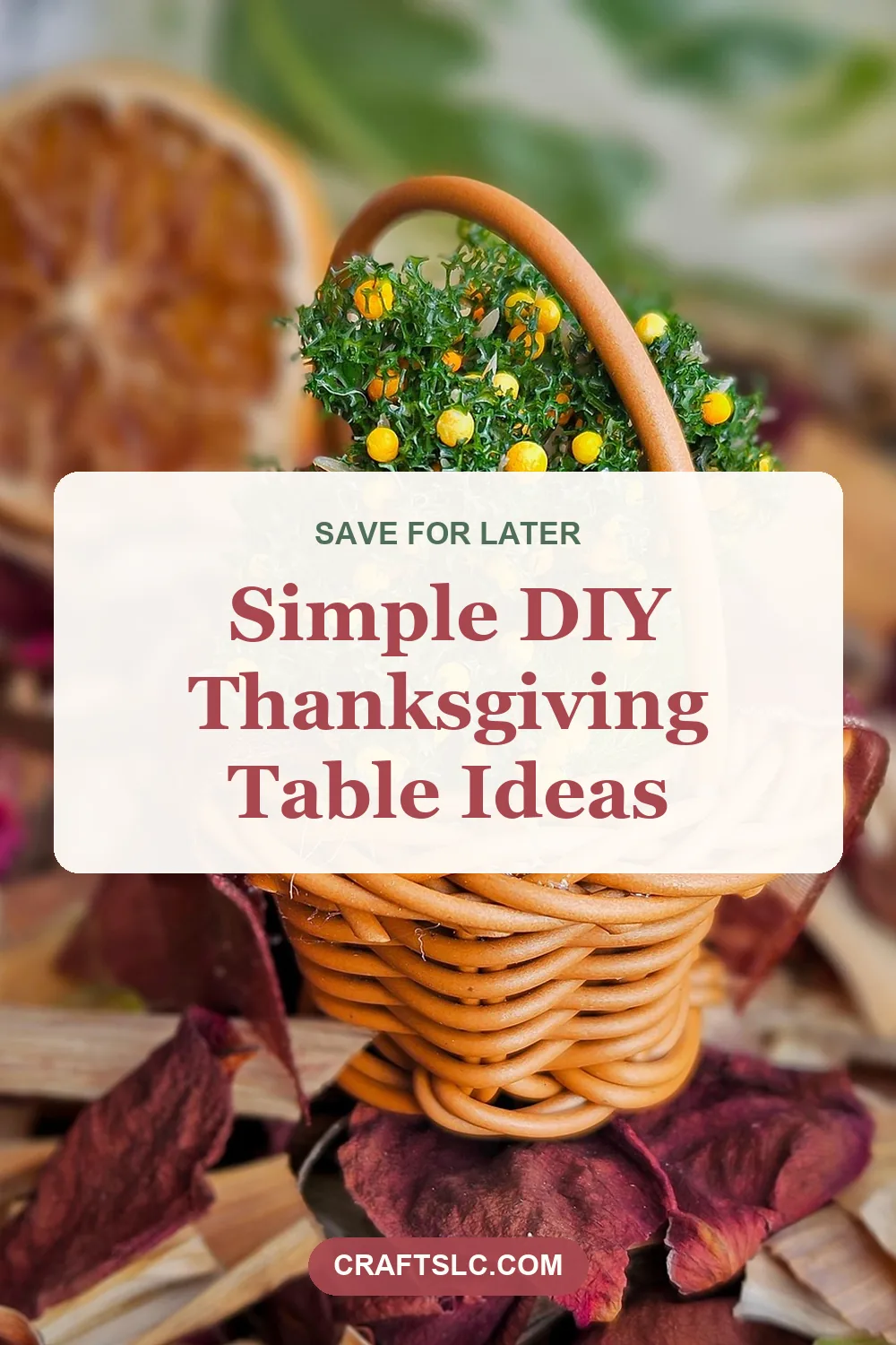 Simple DIY Thanksgiving table ideas, pin with title text
