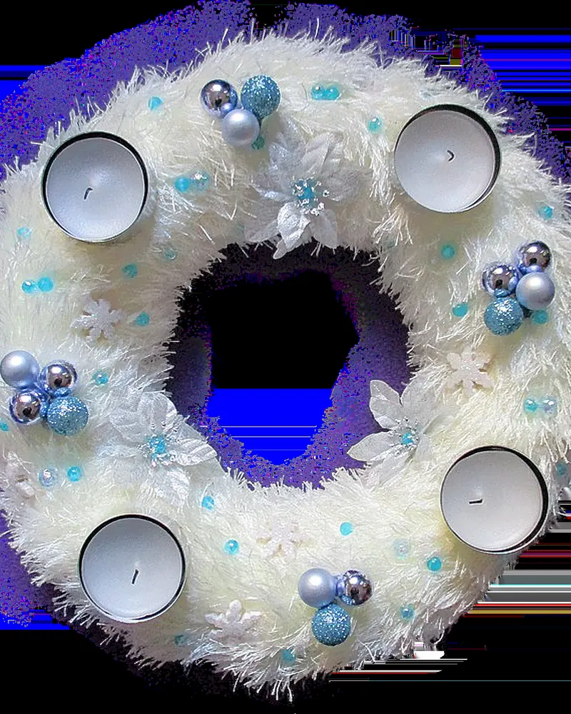 Isolated advent wreath white blue
