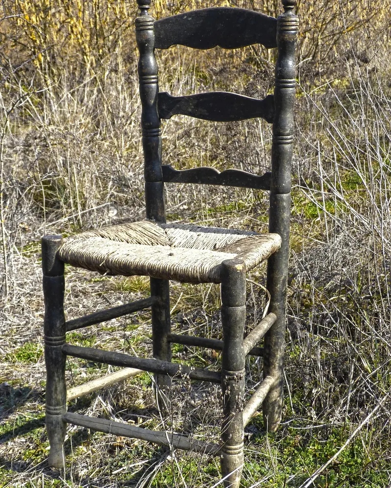 Old chair abandoned wicker